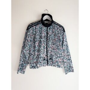 Adidas trefoil floral track zip up jacket multi size XS satin-silky fabric